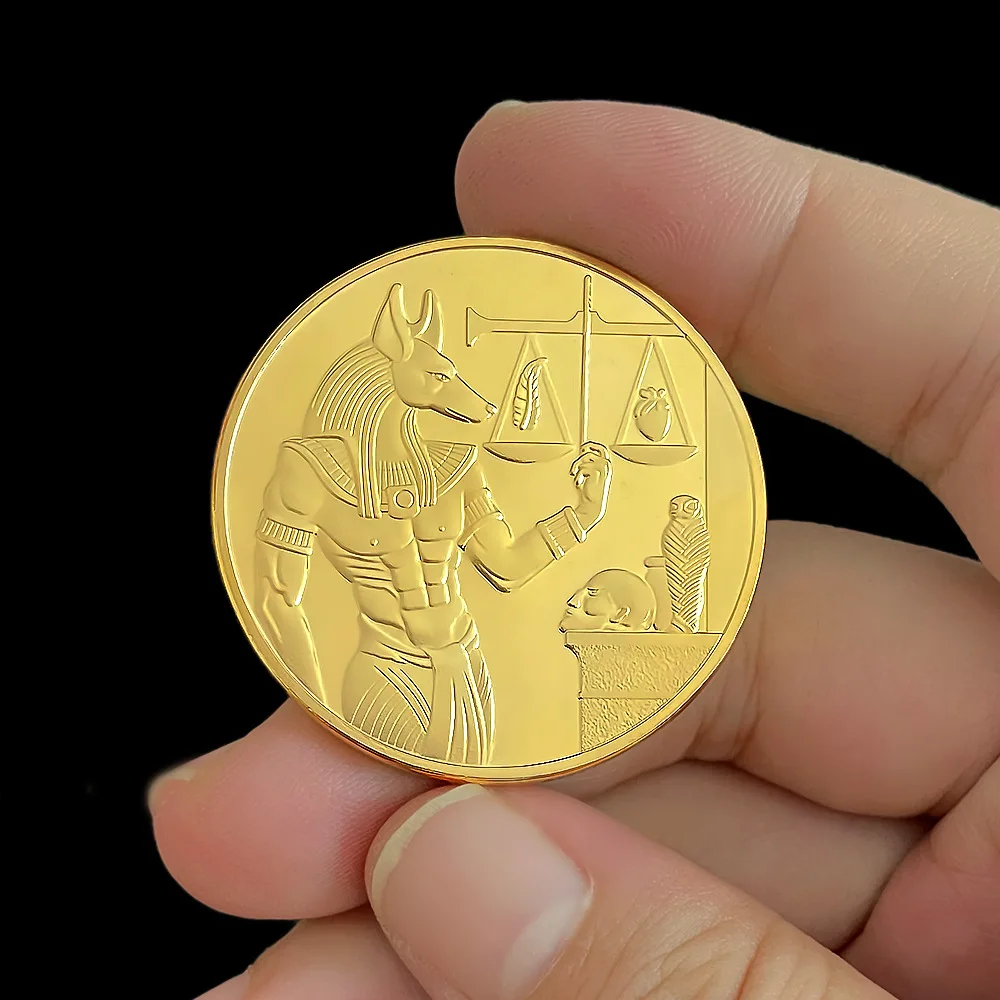 Anubis Ancient Commemorative Coin - Tutankhamun God of Death Pyramid Mummy Design Copper Collectible Egyptian Souvenir Gift