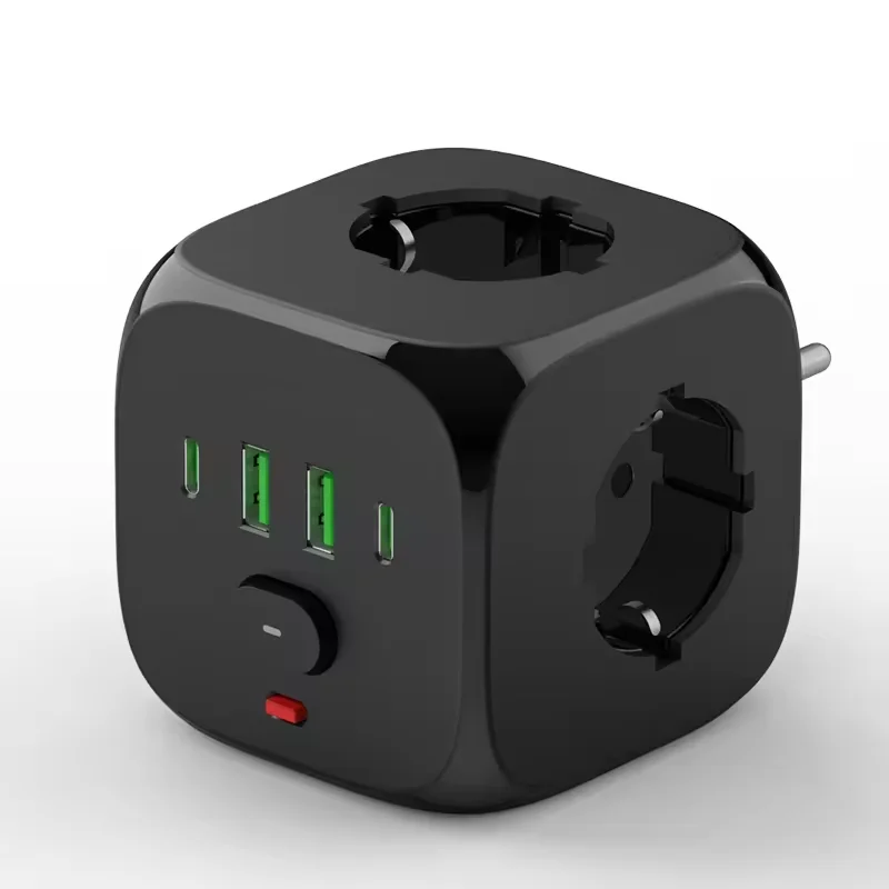 1pcs 7-in-1 EU power strip, power strip surge protector,3 AC outlets 2 USB 2 Type-C, With Switch Overload Protection image 6