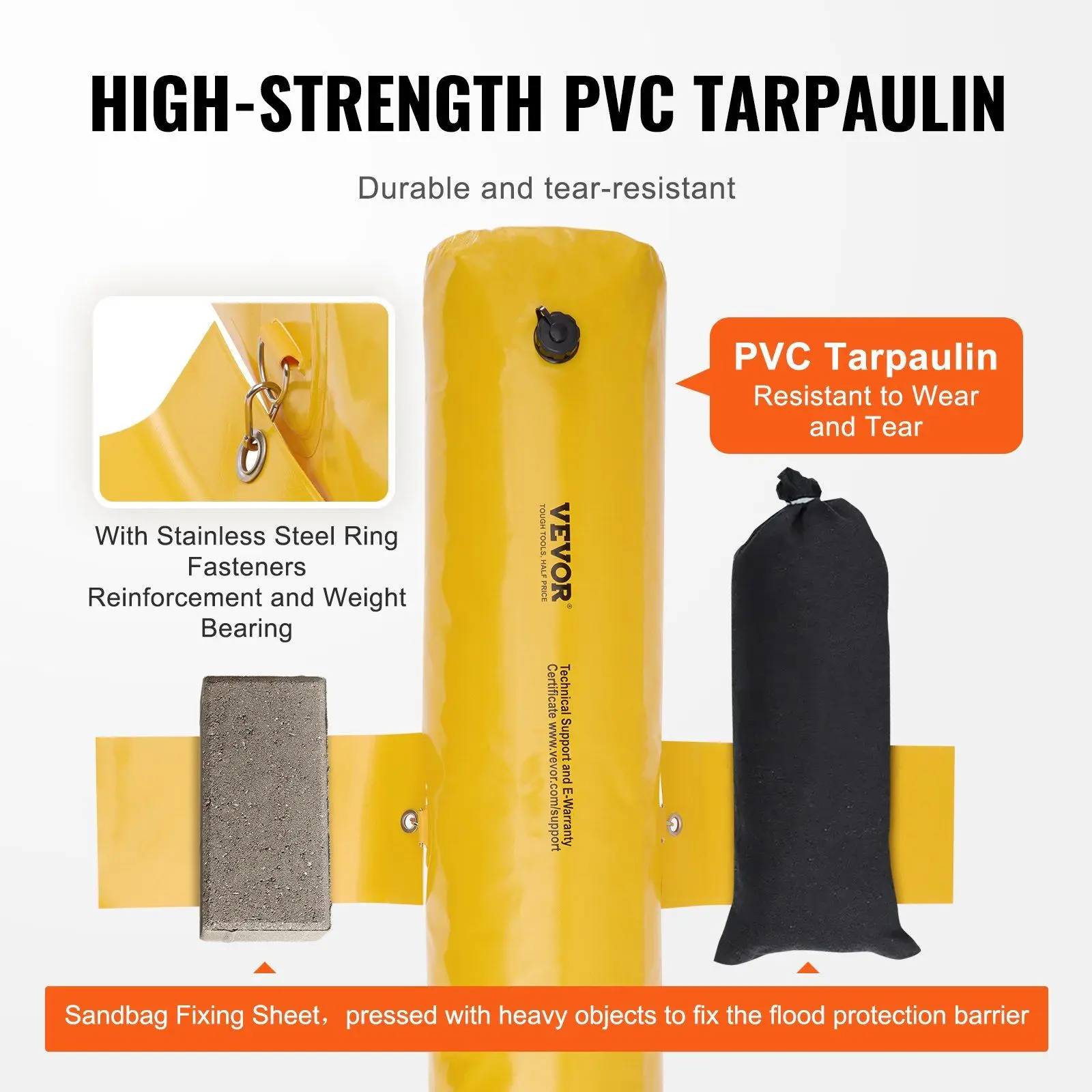 Sacos de barreira contra inundações, 4 pés, saco de areia cheio de água, alternativa para porta, entrada de garagem, proteção contra inundações, fácil de usar e armazenar