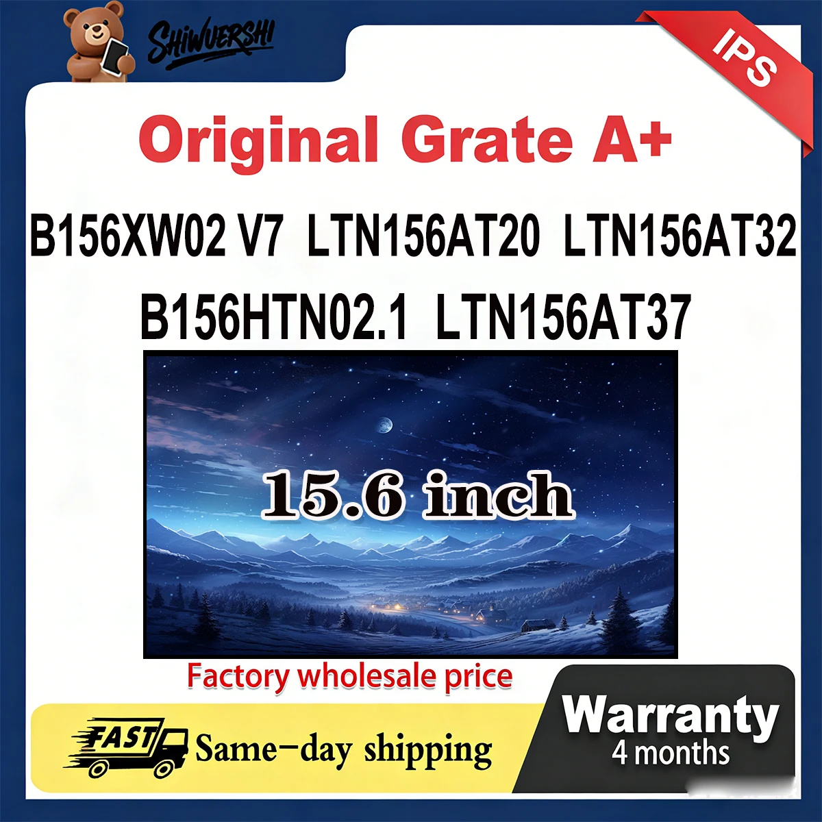

Новый оригинальный ЖК-экран для ноутбука A+ 15,6 дюйма, толстая панель LTN156AT37 B156HTN02.1 LTN156AT32 LTN156AT20 B156XW02 V7 60 Гц