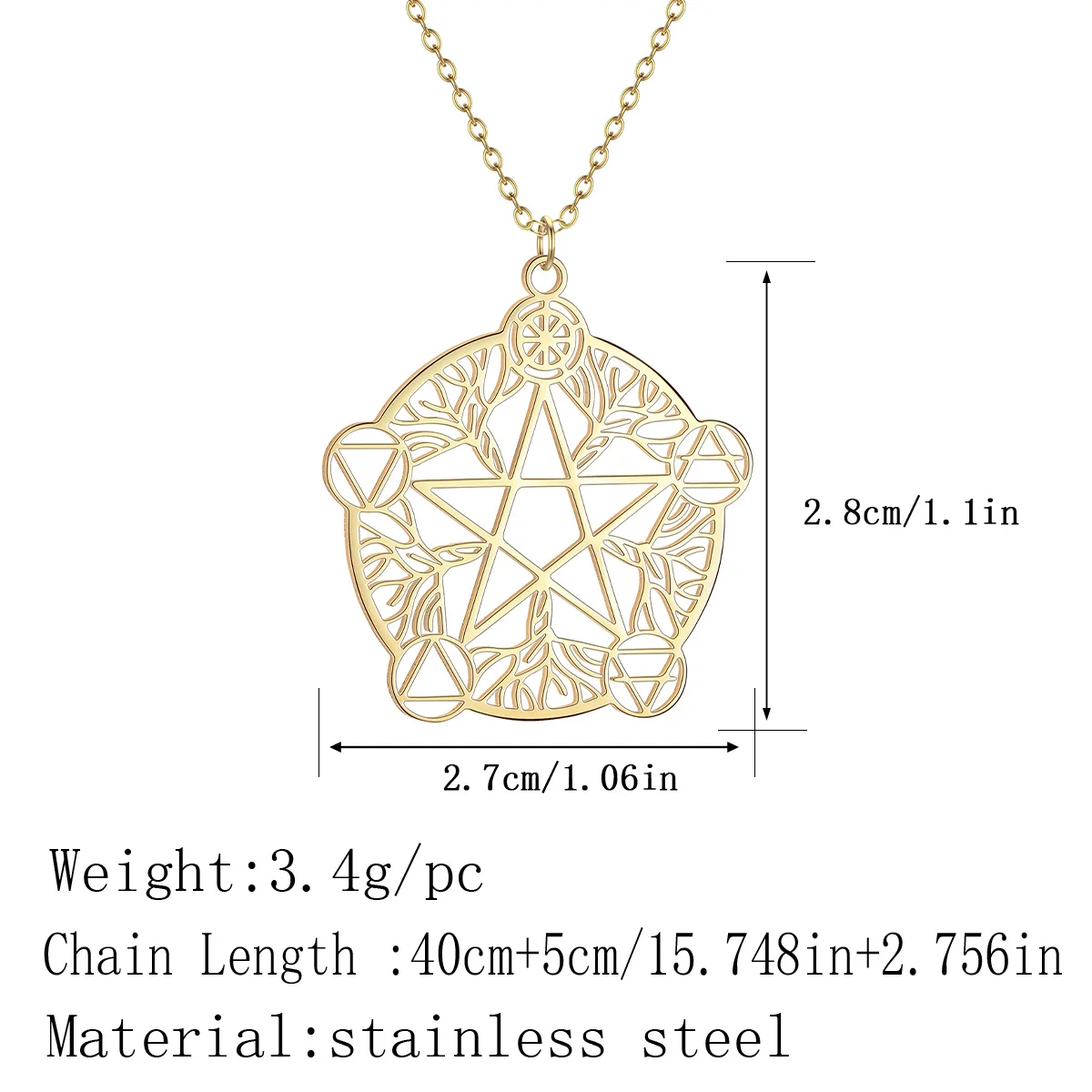 Kinitial Stainless Steel Wicca Pentagram Star Pendant Necklace For Women Vintage Jewelry Pagan Religious Amulet Necklace