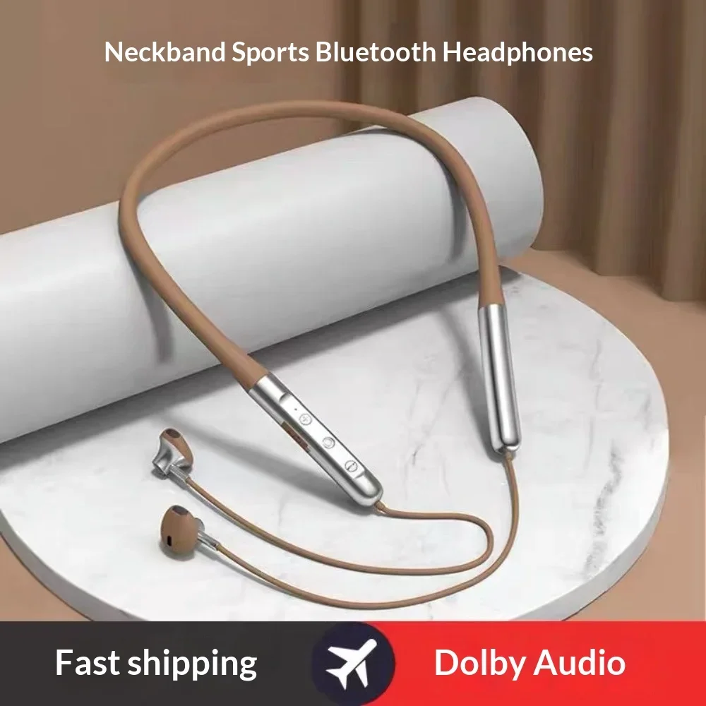Neck-hung Bluetooth Headphones Wireless Earphones High Sound Quality Noise Cancellation Ultra-Long Battery Life Sports Running E