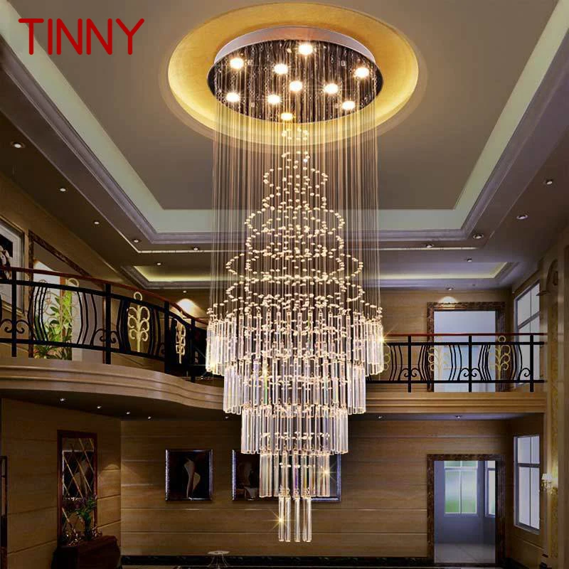 

TINNY Modern Crystal Pendant Lamp LED Creative Luxury Chandelier for Home Living Room Villa Staircase Hanging Light