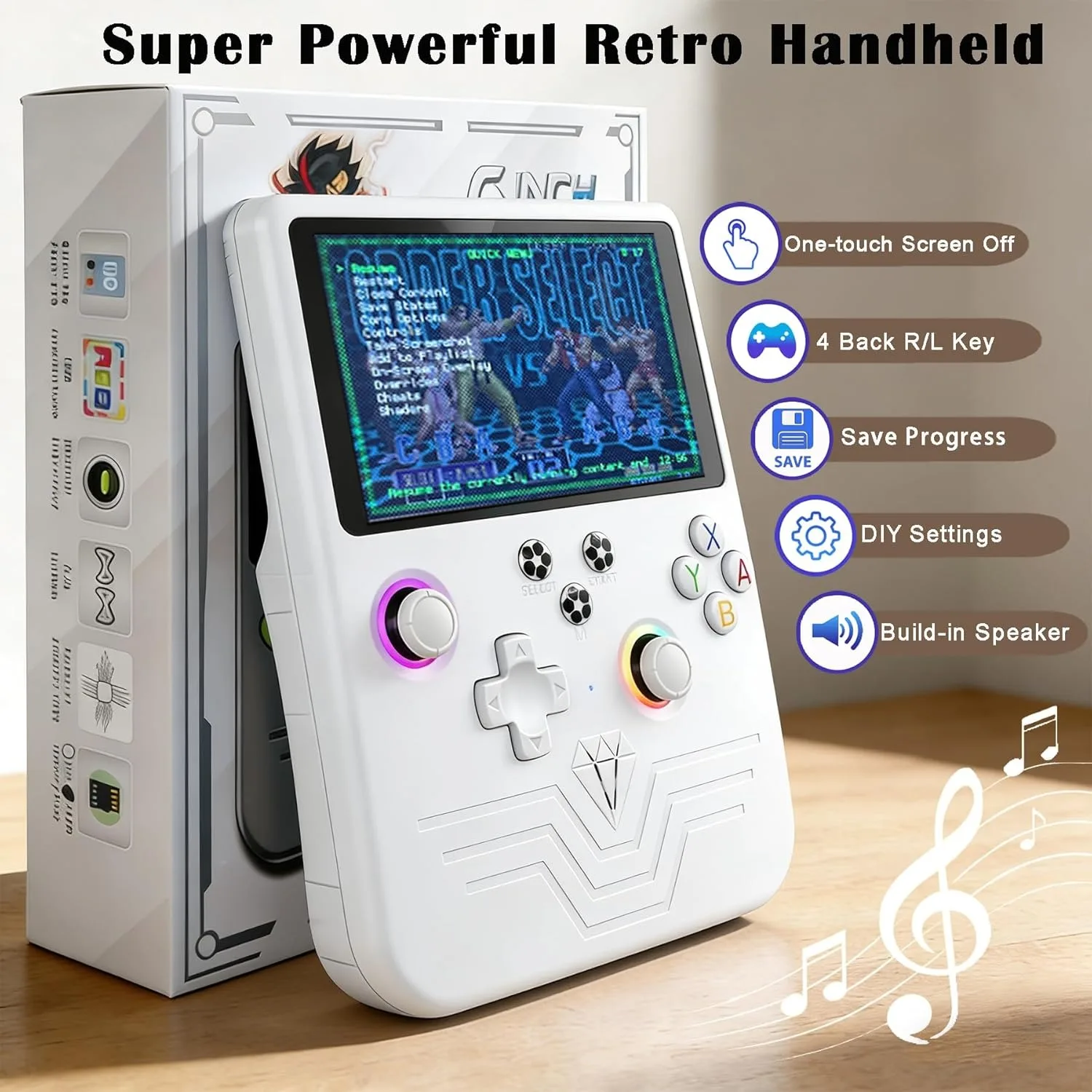 

FLLTF R60 MAX retro Handheld Game Console 6 inch IPS Screen Mini Retro Console 6000mAh Portable Pocket Arcade 30+ Emulator