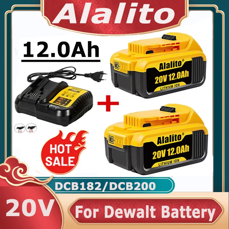 For dewalt 20V 12Ah battery compatible dewalt Cordless screwdriver drill Screw gun wrench impact batteries DCB203 DCB181 DCD790