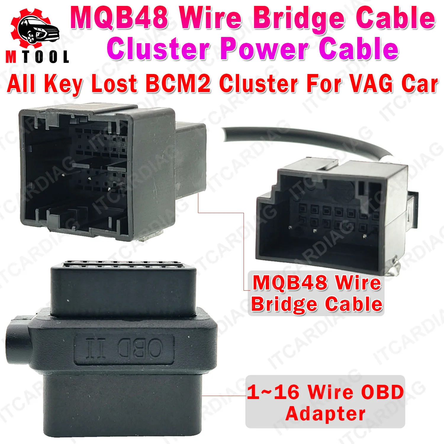 MQB48 Wire Bridge Cable Cluster Power Cable Keyless Remote Programming Cable BCM2 Cluster For V-W SKODA SEAT Audi All Key Lost