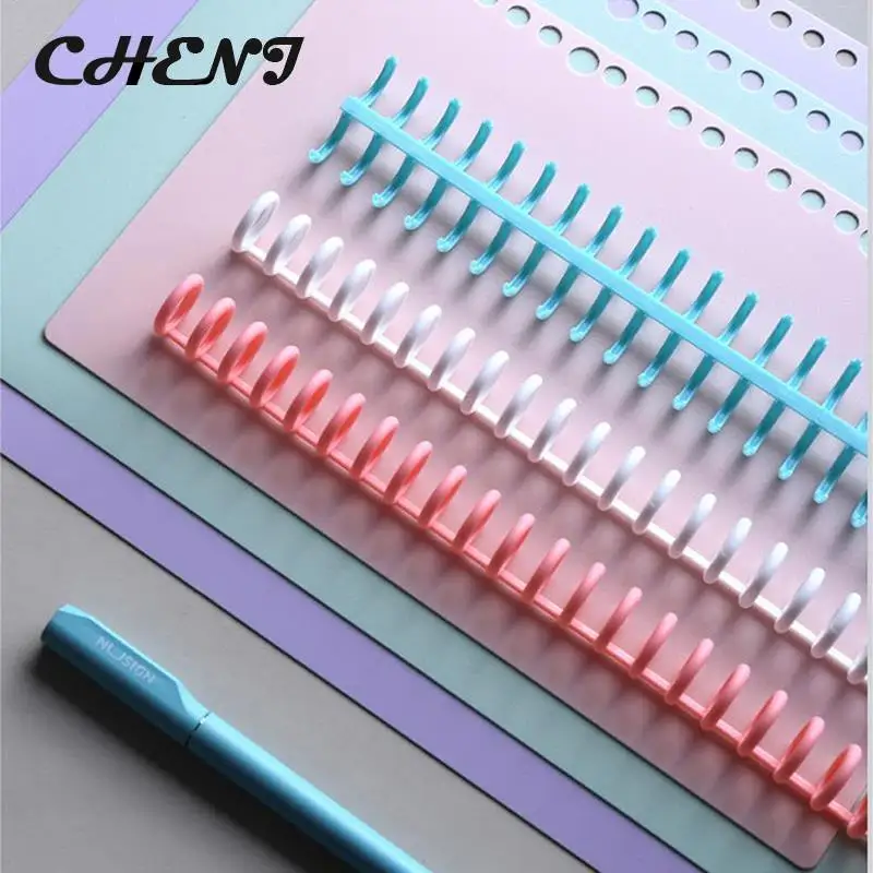 30 Furos Loose-leaf Plastic Binding Ring Primavera Spiral Rings Binder Strip Para A4 Paper Notebook Stationery Material de escritório