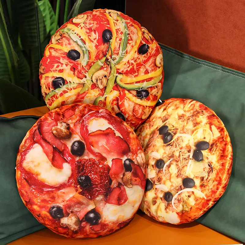 

40/60cm Pizza Pancakes Pillows Food Plush Toys Simulated Snack Decoration Backrest Stuffed Cushion Craetive Gift for Girls Boys