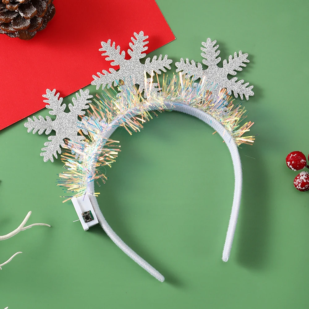 New Christmas Headband Luminous Snowflake Headband Christmas tree Hair Accessories Deer Horn Light Flashing Headwear