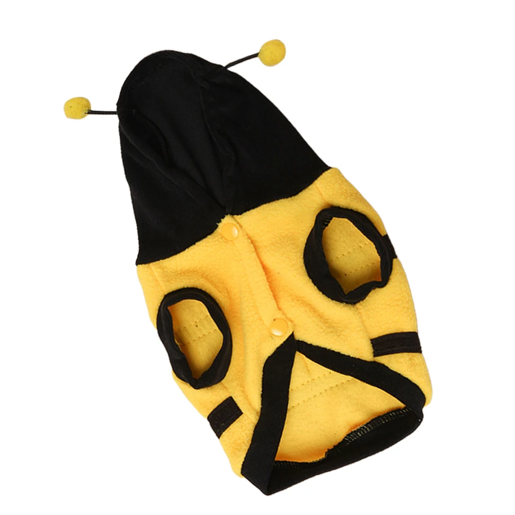 1pc Pet Bee Costume Warm Fleece Dog Clothes Small Size Holiday Party Apparel Pet Supplies Halloween Bee Outfit Puppy