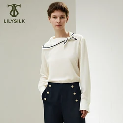 LILYSILK Silk Blouse for Women 100% 2024 New Nautical Collar Shirt Crêpe de Chine Silk Luxury Top Lady Essentials Free Shipping