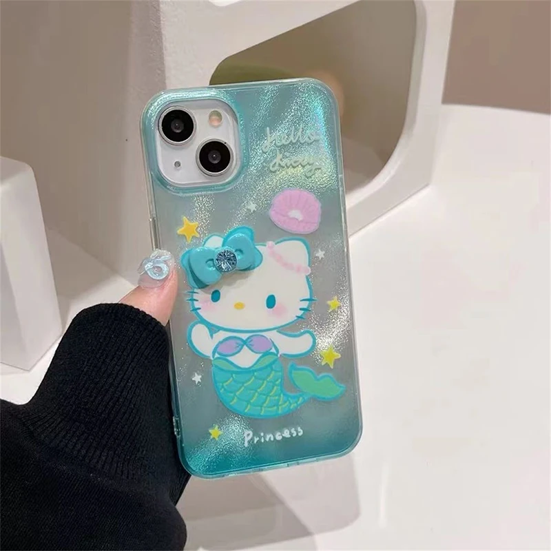 For Huawei Nova 10 SE 11 Y9S 3D Bowknot Kitty Sea Princess Lustre Lining Hard Phone Case for Honor X7 X8B X9 X6A 90 70 Magic 5 6