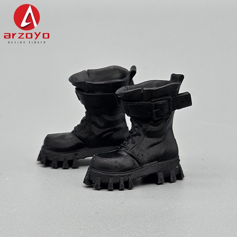 Disponibile Stivali da combattimento con design con cinturino nero in scala 1/12 Scarpe da guerriera adatte per corpo di bambola Action Figure da 6 pollici