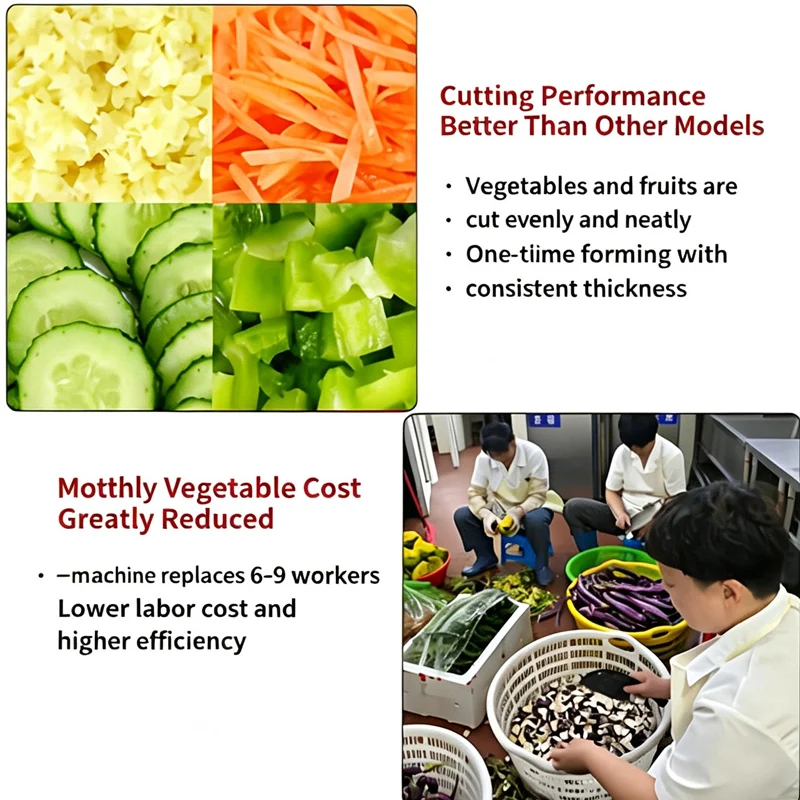 Picture 6: Double Head Multi Function Commercial Vegetable Cutting Tool High Power Slice Shred Dice Segment Machine Vegetable Cutter Machin
