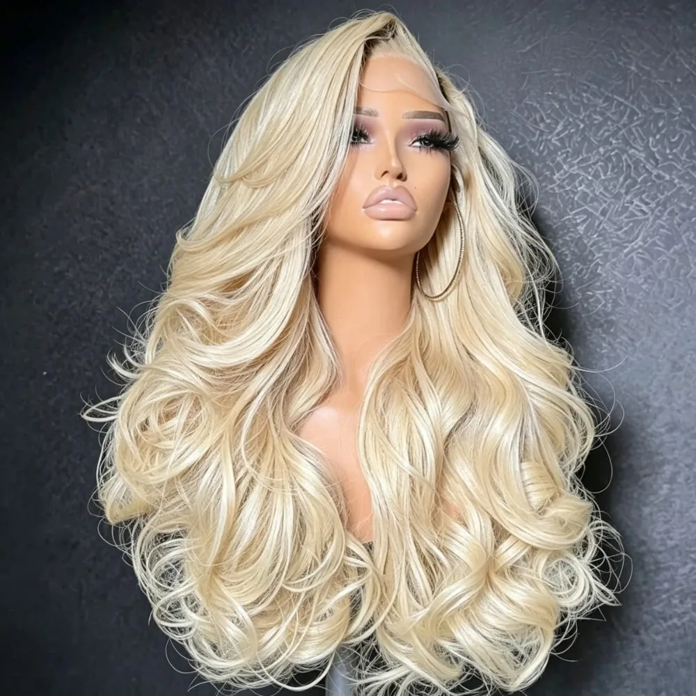 

613 Blonde Synthetic Wigs Long Body Wave Synthetic Lace Front Wig 13x4 HD Synthetic Music Festival Dance Party Street Wear Use