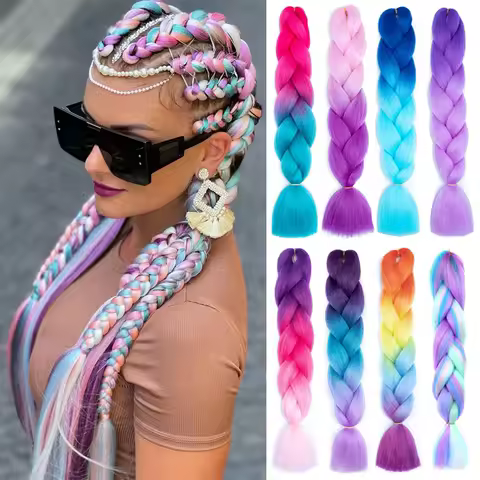 24Inch Synthetic Long Straight Yaki Braids Hair Jumbo Braid Hair Extension Pre Stretched Hairpiece for Women DIY Hair