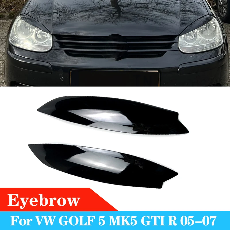 

Headlight Eyebrow Trim Head Lamp Light Eyelids Eyelash Cover Accessories Gloss Black Carbon Fiber For VW GOLF 5 MK5 GTI R 05-07