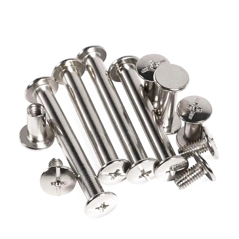 100pcs M5 Snap Rivet Chicago Screw Sex Account Bolt Book Binding Post Screws Steel Nickel Plated M5*4/5/6/8/10/12/15/20/25/30mm