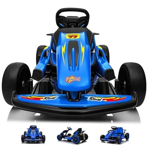 24V Electric Go Kart for Kids, Drift Kart with 400W Motors, EVA Tires, Max Speed 8.1 MPH, Music, Wireless, Electric