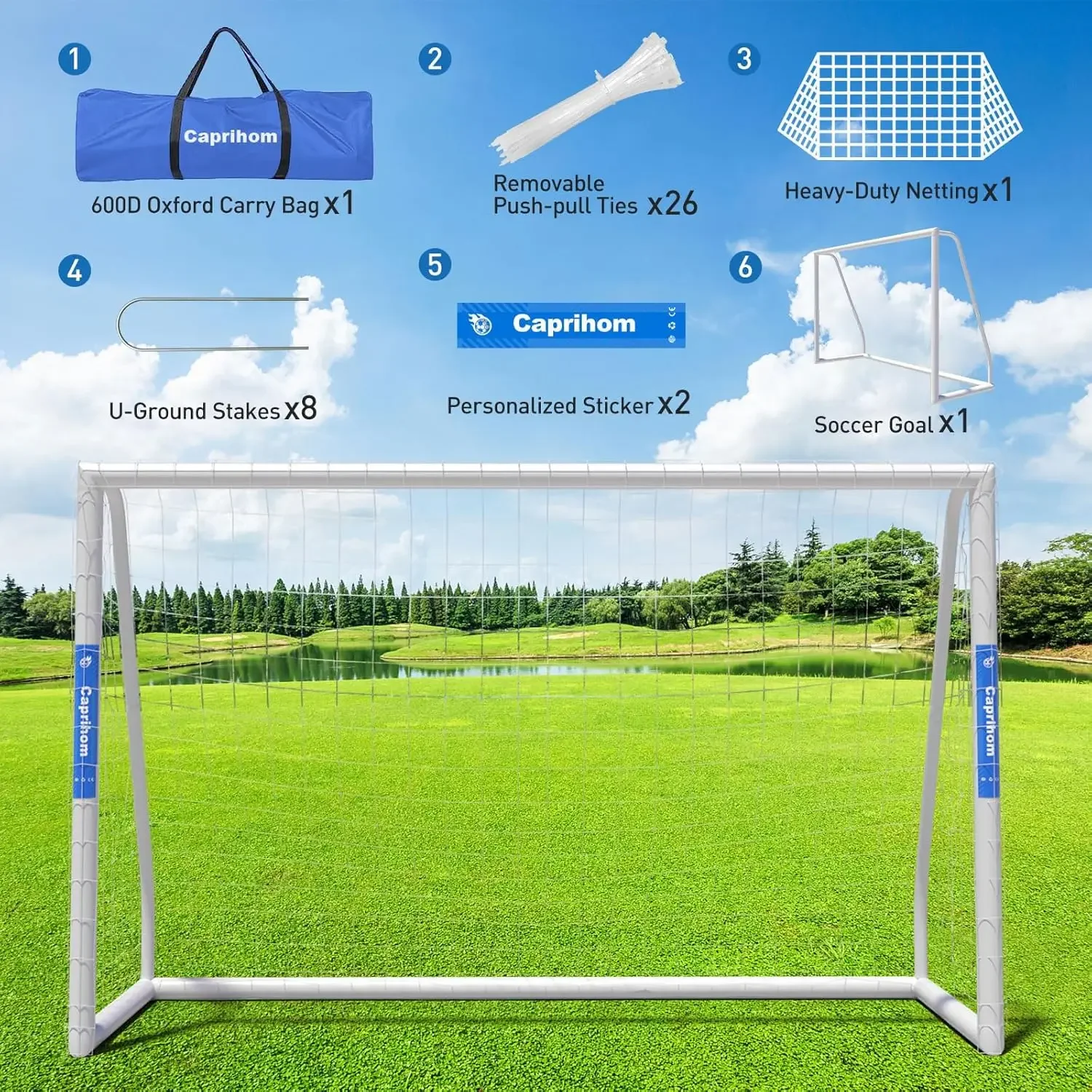 เป้าหมายสําหรับ Backyard12x6/10x6.5/8x5/6x4 ฟุตบอลสุทธิ Backyard ฟุตบอลแบบพกพาเป้าหมายโพสต์การฝึกอบรมอุปกรณ์สําหรับทุกวัย Weathe