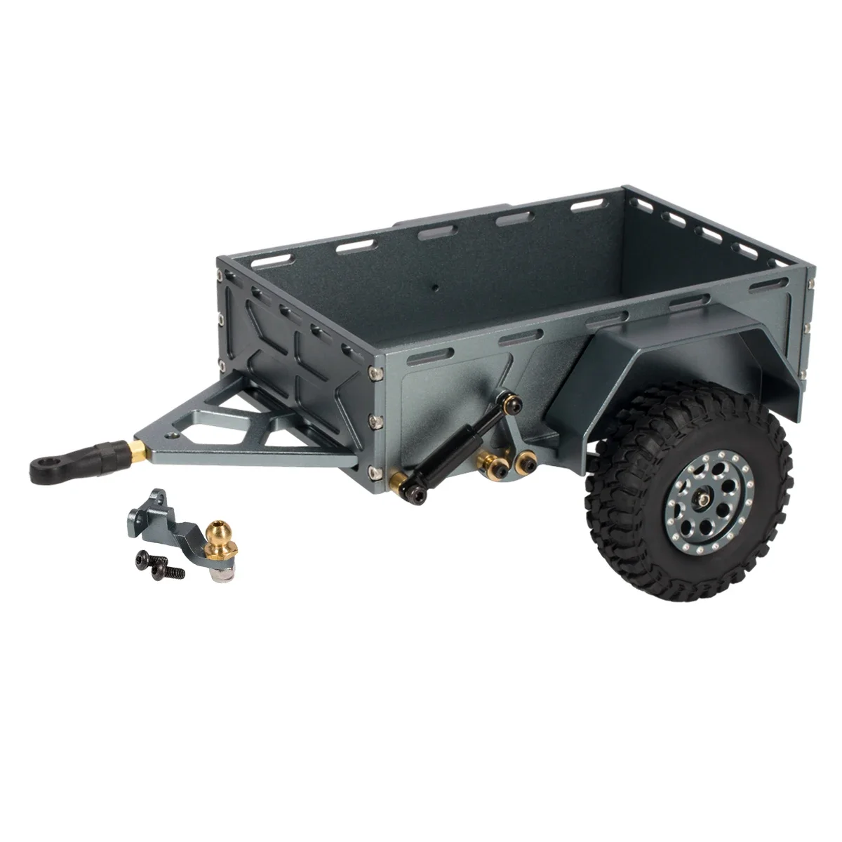 Przyczepa użytkowa ze stopu aluminium z mocowaniem zaczepu Przyczepa Cargo Cargo Carrier dla TRX4-M Defender Bronco K10 1/18 RC Car Part