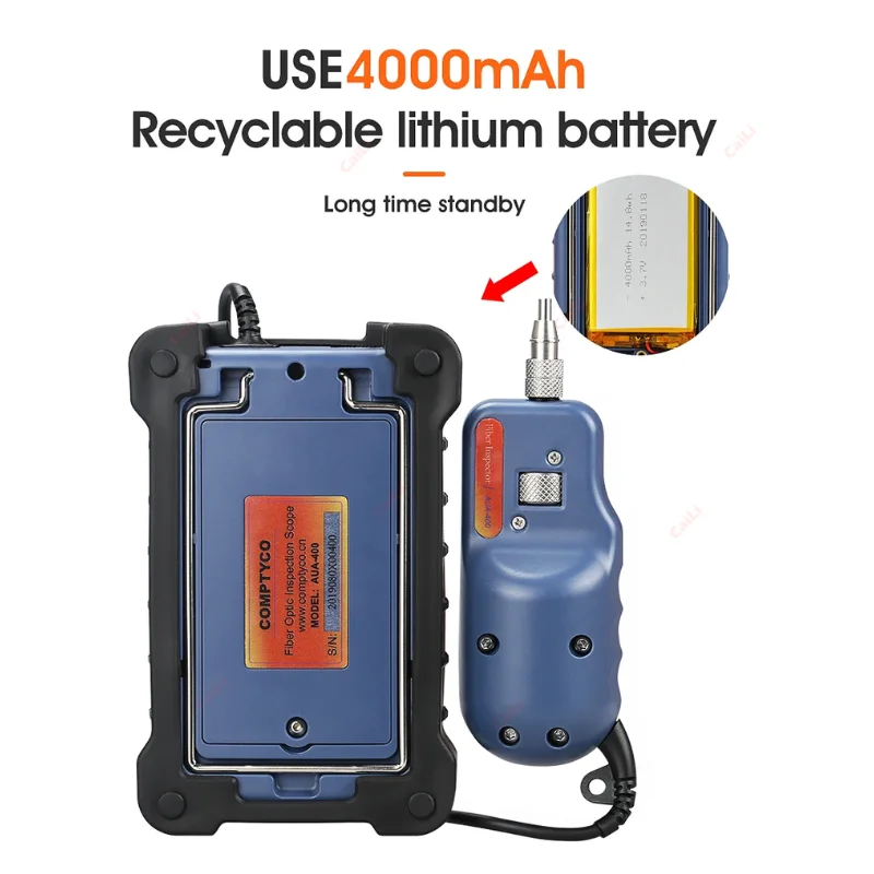 Probe Mikroskop Inspeksi Serat Optik AUA-400, Probe Video Optik Ujung Serat untuk Kompatibilitas Jaringan GSM SC/FC/ST/LC