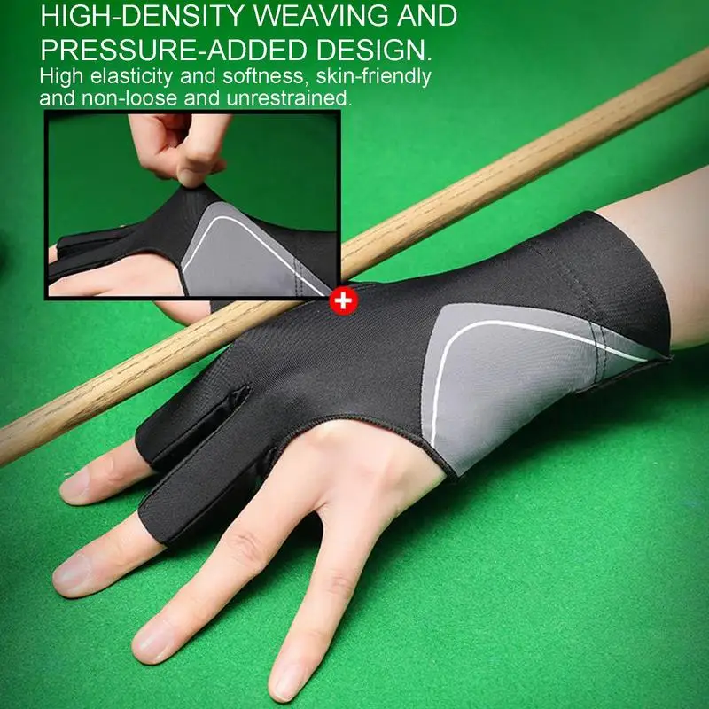 

Billiard Gloves For Men 3 Finger Billiard Glove For Left Hand Professional Elastic Breathable Quick Dry Anti-Slip Accessories