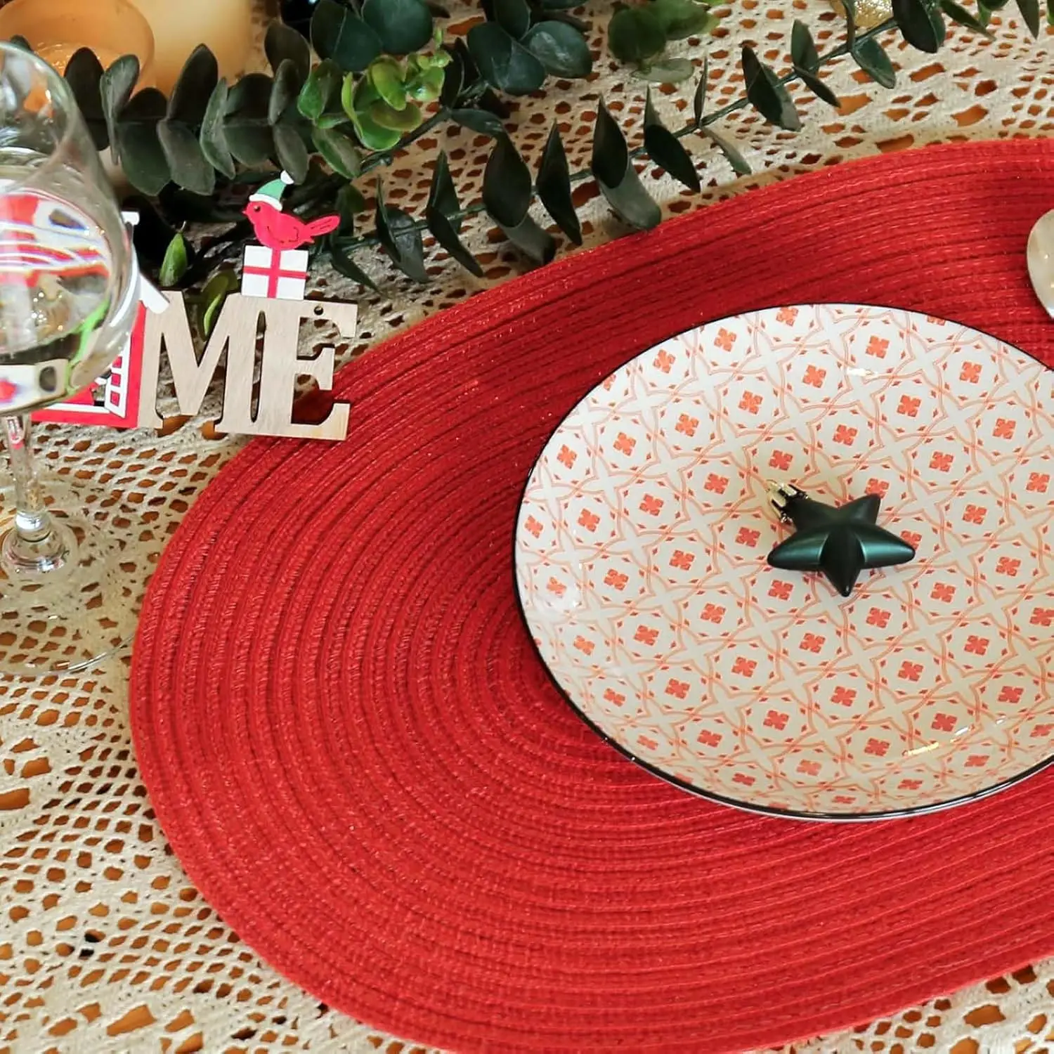 1/4/6/10PCS Red Gift Placemats Heat Resistant Pad Place Mat Table Mats for Kitchen Dining Table Mixed Color Non-Slip Placemats