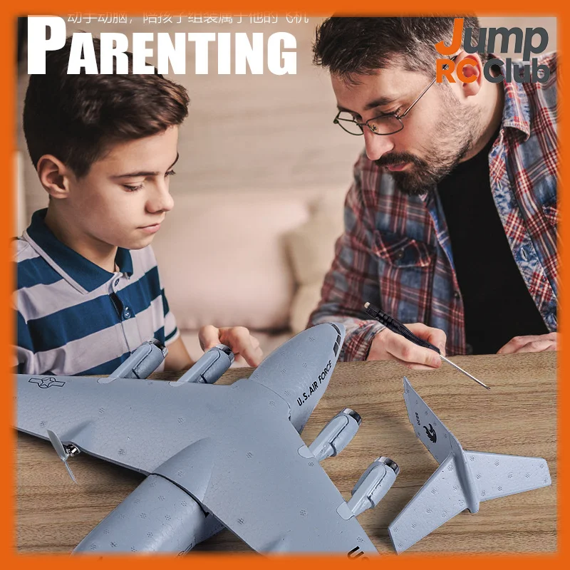 QF005 Remote Control Airplane C-17 Globemaster U.S. Air Force Foam Glider Fixed Wing Model Plane With LED Lights For Hobbyists
