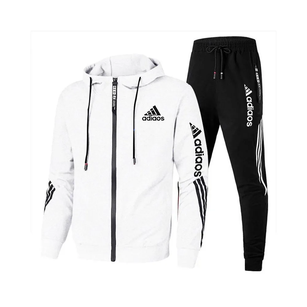 

Men's spring and autumn hooded zipper sweatshirt and sweatpants two-piece casual and fashionable fitness jogging sport set