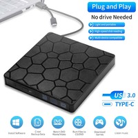 2in1 USB 3.0 TypeC Ultra-thin External DVD VCD Reader Player Burner Drive Optical Drives Portable Compatible Laptop PC Netbook