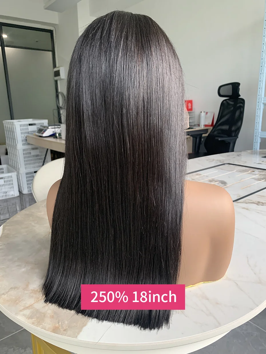 24 26 28 30 inch 250 Density Raw 13x4 Lace Front Wig Human Hair 100% Vietnamese Full Double Drawn Bone Straight Human Hair Wigs