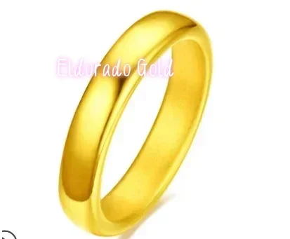 

Золотые кольца Eldorado 24K из чистого золота для пар, изысканные, свадебные, с блестящей поверхностью, простые, 4 мм, на заказ