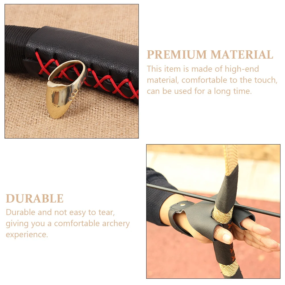 

Archery Hand Protector Set Durable Thumb Ring Archery Accessory for Bow String Stress Protection Professional Hand Guard