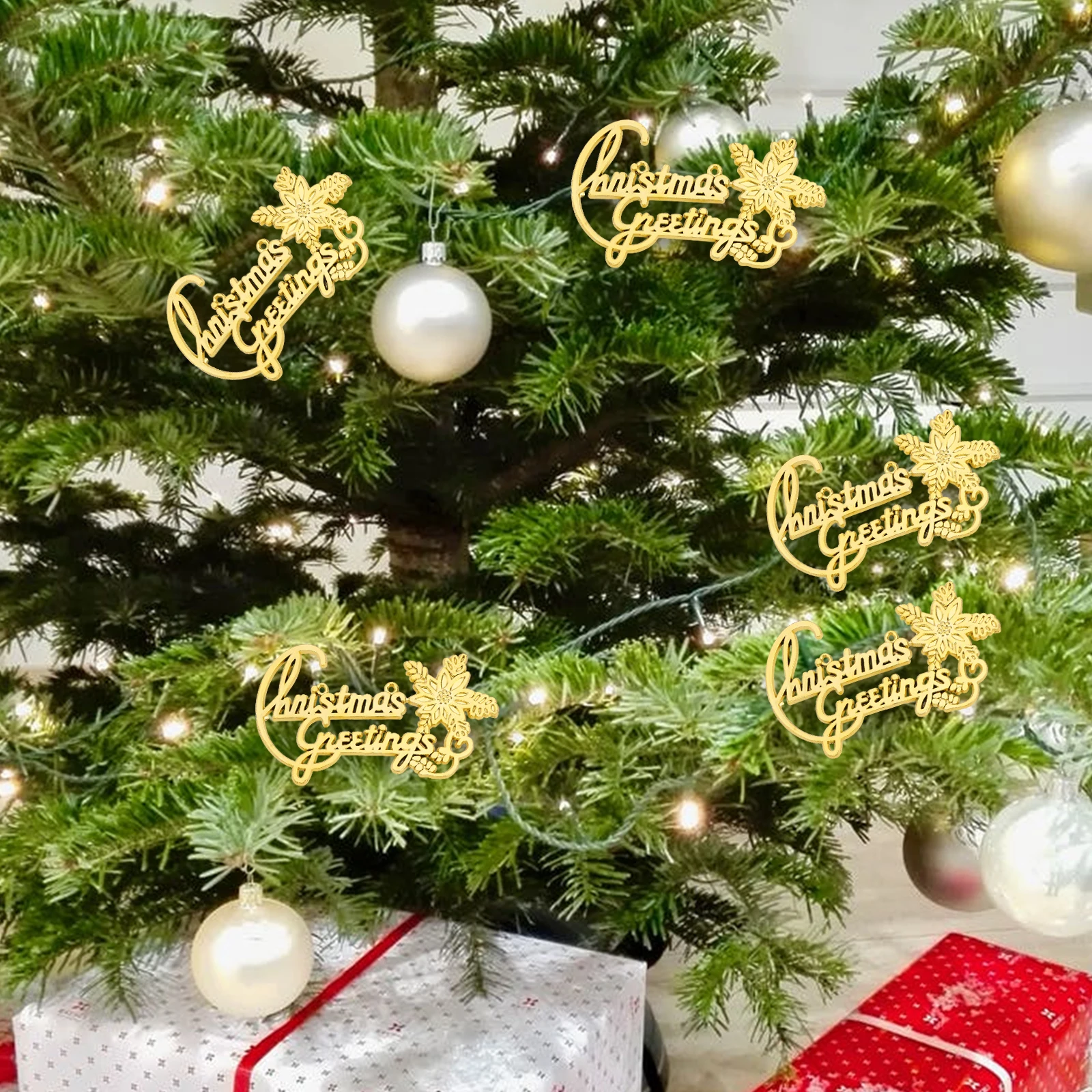 

30PCS Christmas Tree Decorations Pendant English Tags naments Accessories Party Supplies Reusable Plastic Xmas