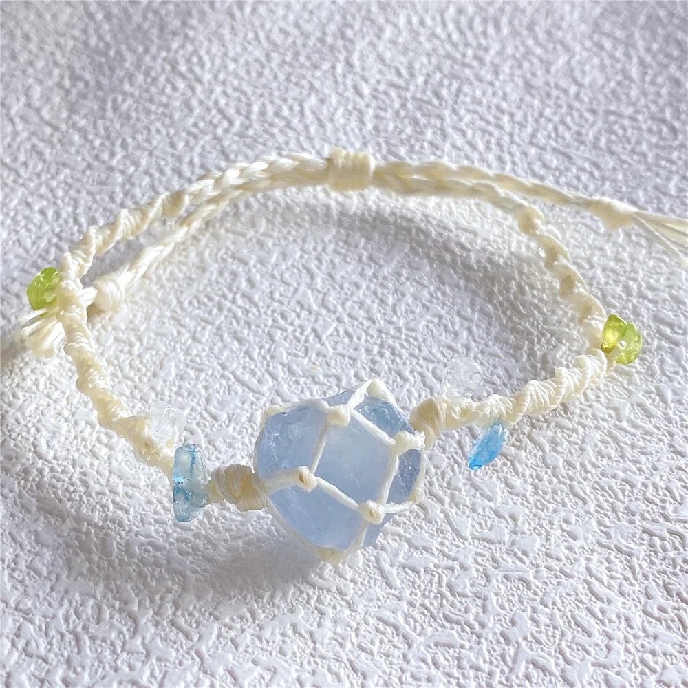 Тканые браслеты «сделай сам», синий апатит, аметист, сердолик, ювелирные изделия ручной работы из натурального камня и кристаллов, многоцветный браслет