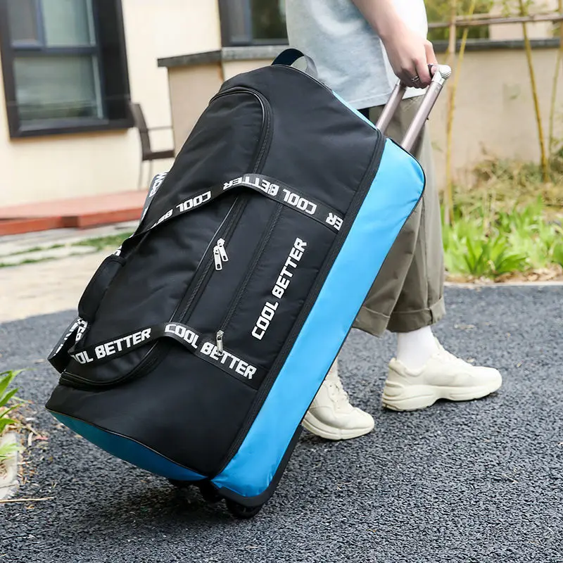 Storage Bag with Wheels 10kg Large Capacity Carry-on Luggage Backpack Unisex Travel Suitcase Wear-resistant Hand Shopping Bags