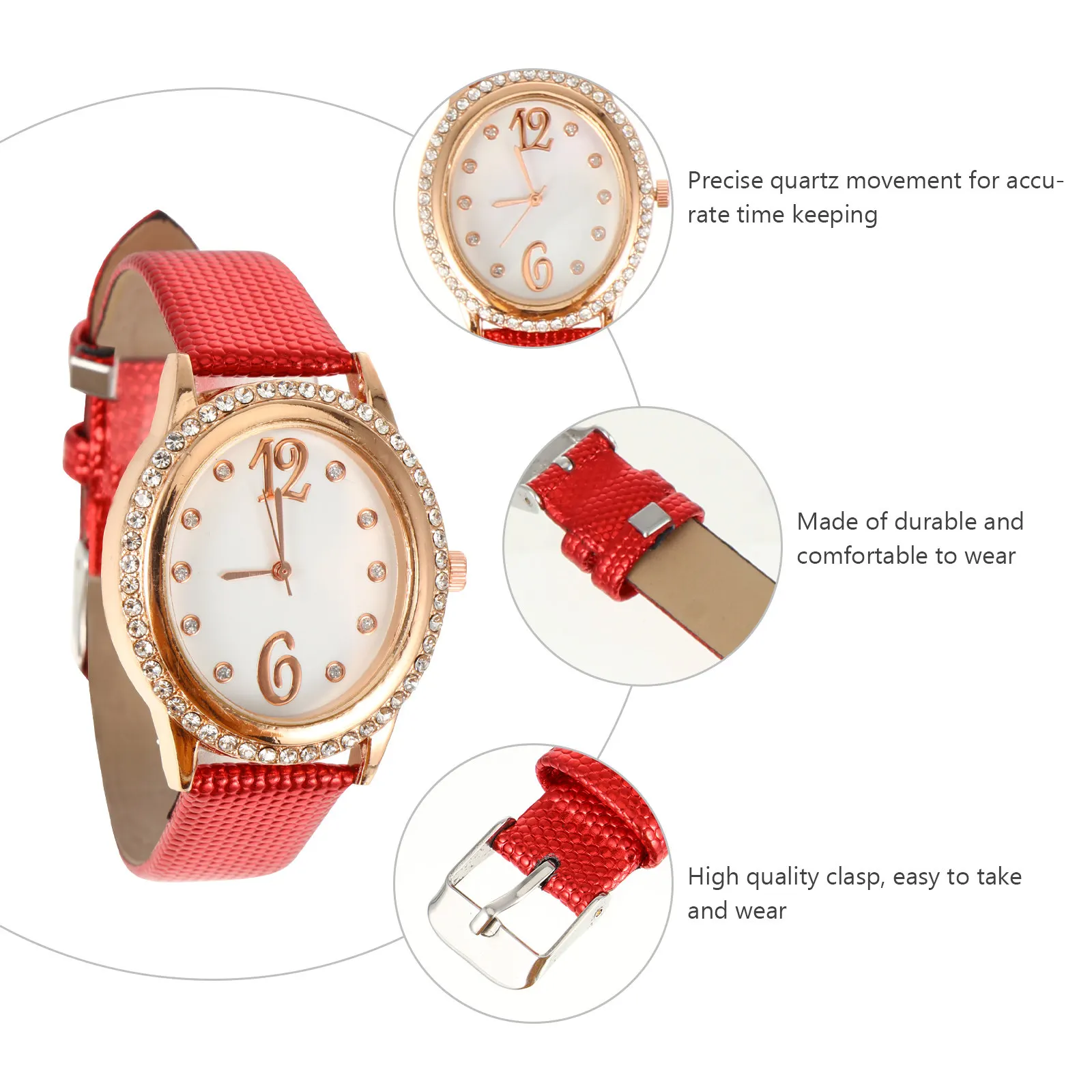 Charming Diamond Accented Women Quartz Watch Oval Dial Premium Material Comfortable Wear Fashion Wristwatch Elegant Look