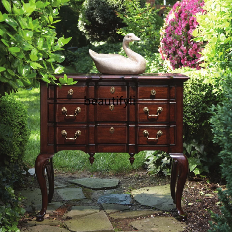 

Vintage Solid Wood Chest of Drawers for Home Use, Small Apartment Entryway Cabinet, Entryway Decoration, Sofa Back Cabinet