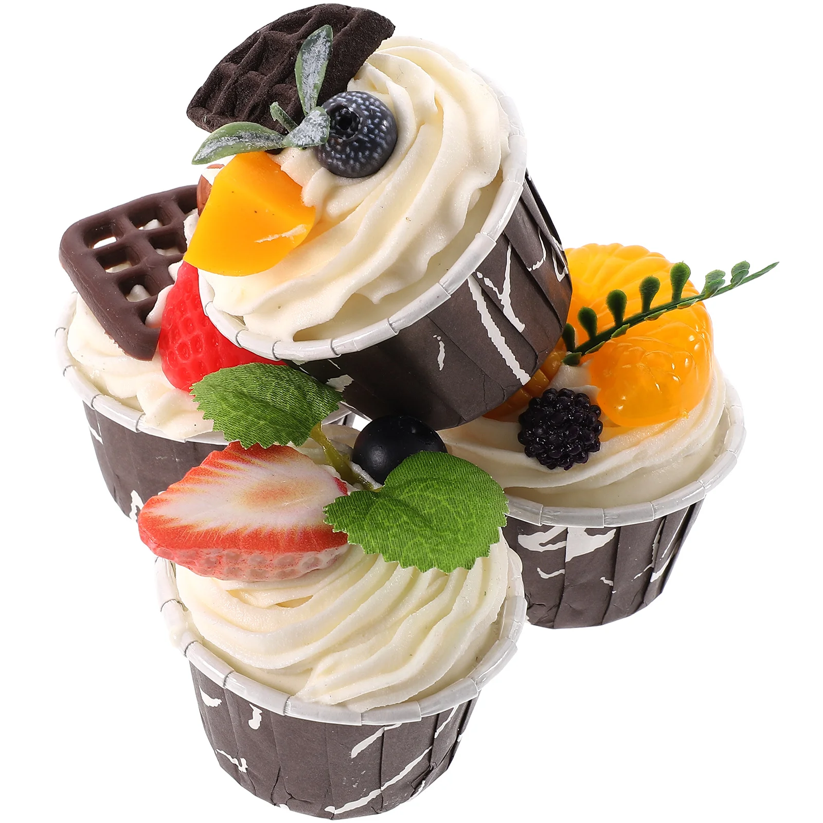 

4 Pcs Simulated Fake Soft Egg Cakes Faux Cupcake Decorate Pu Artificial Food Photo Prop