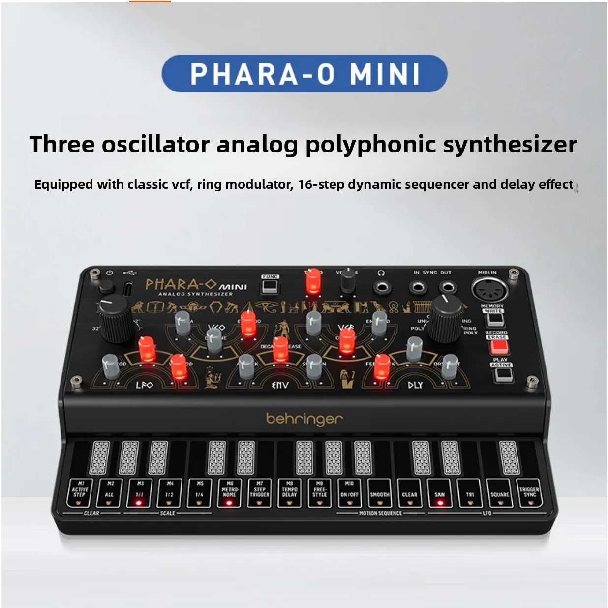 Pharaoh Analog Synthesizer 12 Polyphonic Portable MIDI Keyboard