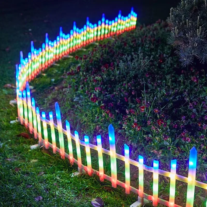 Solar Fence Lights Outdoor Waterproof LED Courtyard Garden Lawn Decorative Atmosphere Lamps for Christmas Fence Lighting