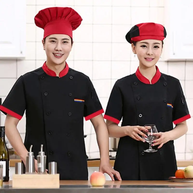 72xe Women Men Chefs Manga corta Chefs Chefs Chefs con botones tradicionales Restaurante hotel Trabajo Camisa Uniforme