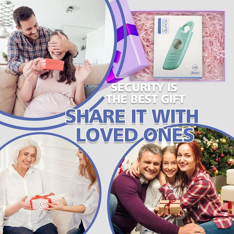 2ชิ้นไฟแฟลชรถยนต์เตือนภัย pengaman diri เสียงเตือนภัยส่วนบุคคลและพวงกุญแจอุปกรณ์ pengaman diri 140Db ไซเรน