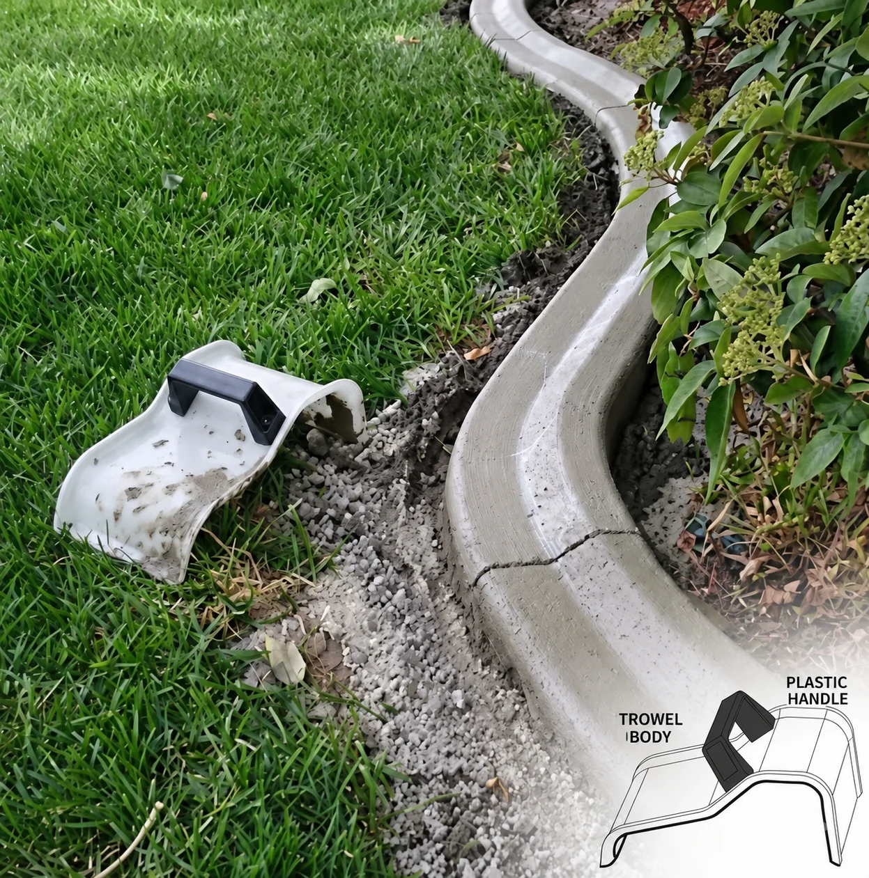19x13cm Concrete Trowel & Cement Molds, Curved Curbing Tool for Garden Landscape, Plastic DIY Lawn Edging Maker