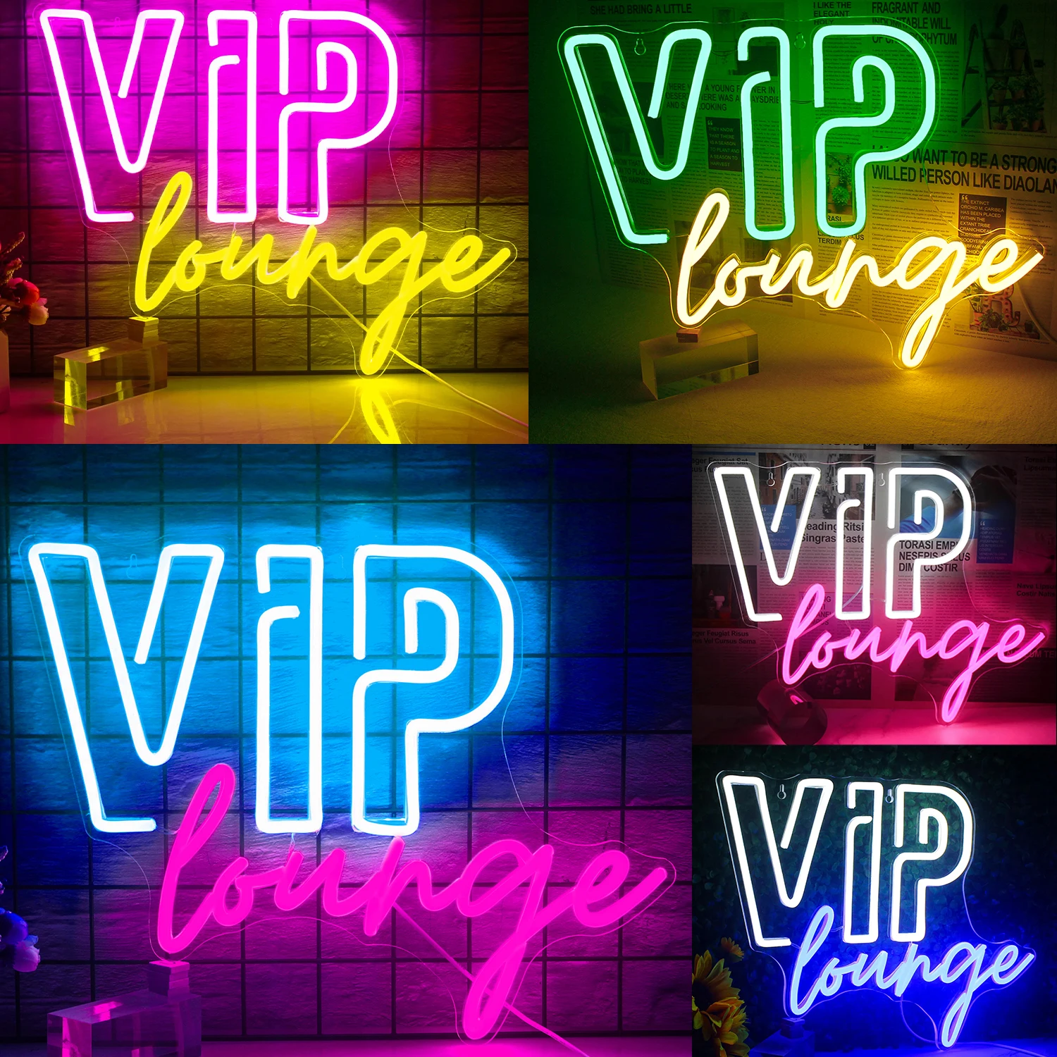 

VIP Lounge Neon Led Sigh Color Mix Wall Lamp USB Powered Letter Room Decoration For Party Bar Hotel Guests Member Sign Lights