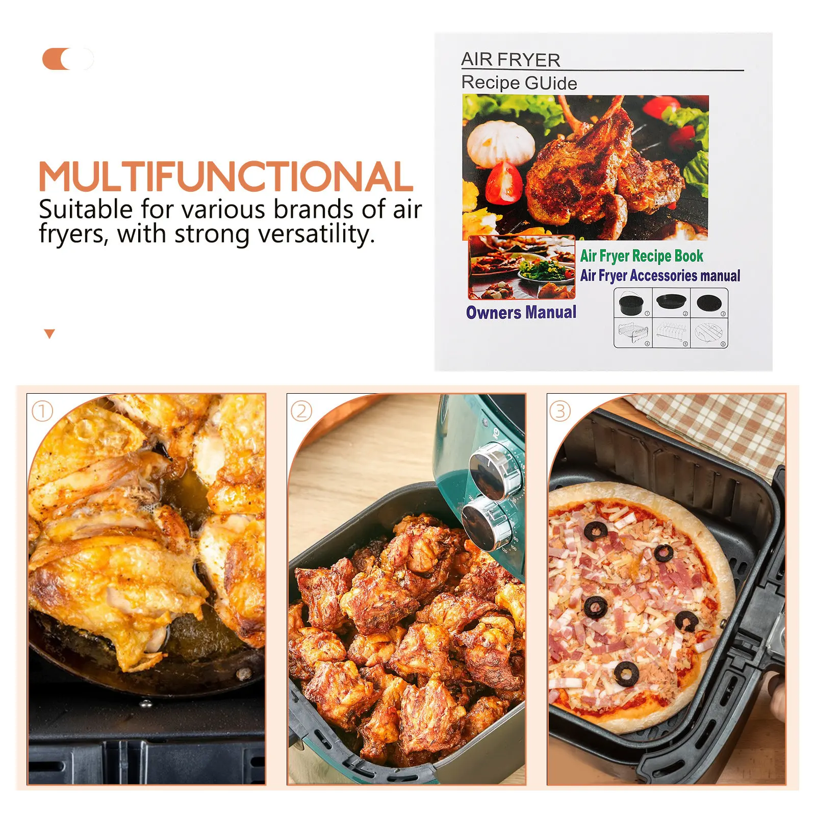 English Version Air Fryer Recipe Book Detailed Instructions Variety Recipes Easy Step by Step Cooking Guide with Mouthwatering