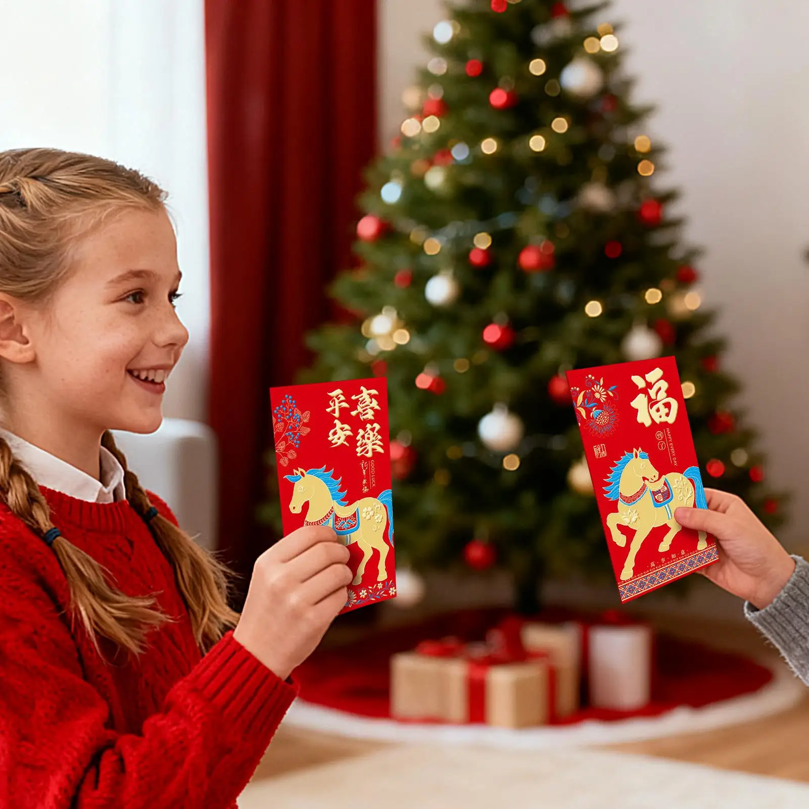 المظاريف الحمراء 6 قطع الكرتون المحمولة ديكورات المنزل المغلفات المال الصينية لصديقة الرجال النساء أطفال بنين بنات الشباب المراهقين #2