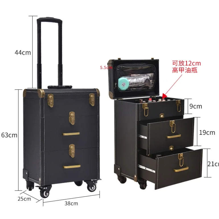 Nail art box, embroidery toolbox, eyebrow tattoo artist, special trolley, high-end large professional makeup box