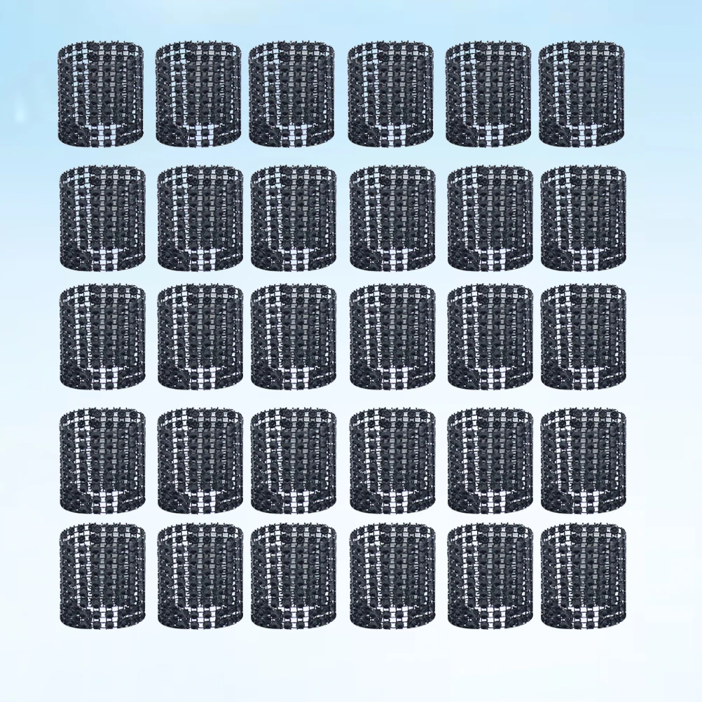

60pcs Napkin Rings 8 Row Rhinestone Black Crystal Napkin Holders For Wedding Party Serviette Rings Table Decoration Kitchen Bar